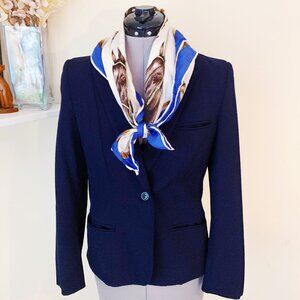 Vintage 80s Macy’s Navy Blue Wool Blazer Jacket Size 10